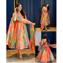 Beautiful Shibouri Print Georgette Fabric full stitched  Anarkali Suit